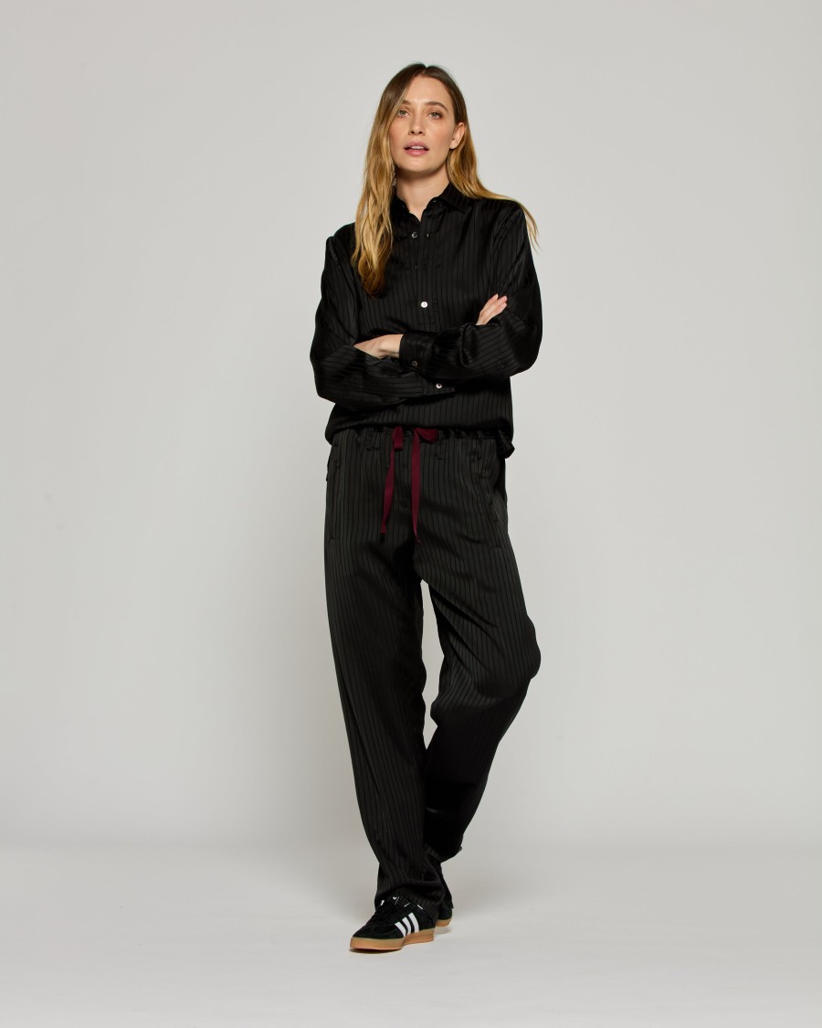 Serena Bute Satin Stripe Utility Jogger - Black In Black