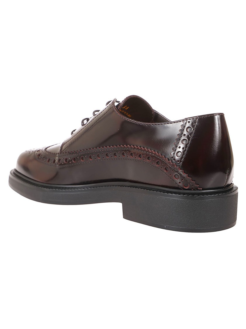 Tod's Brogue Leather Lace-up Shoes With Polished Finish In Black