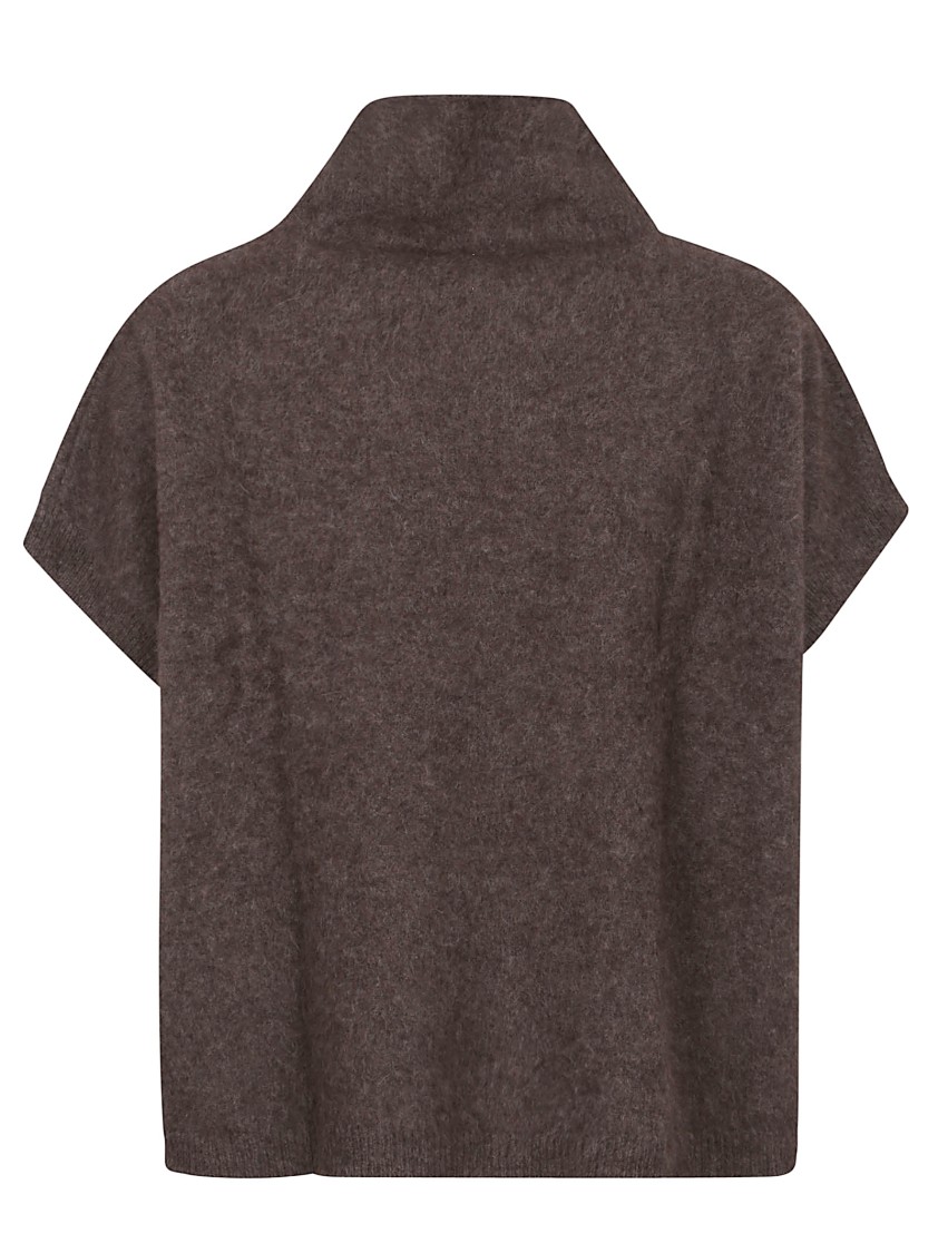 P.a.r.o.s.h Parosh High-neck Raccoon Sweater With Relaxed Fit And Ribbed Trim In Brown