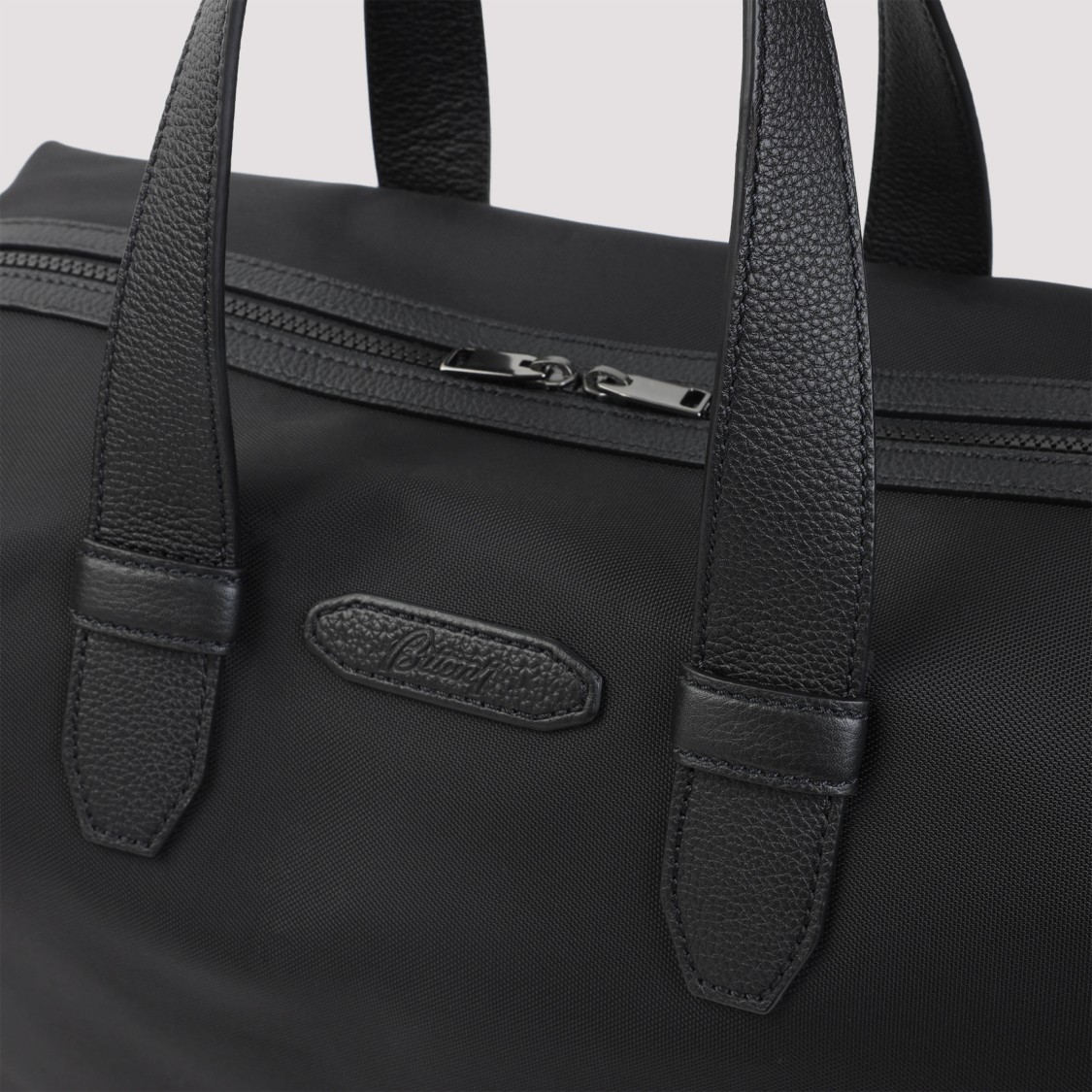 Brioni Structured Black Shoulder Bag With Durable Materials