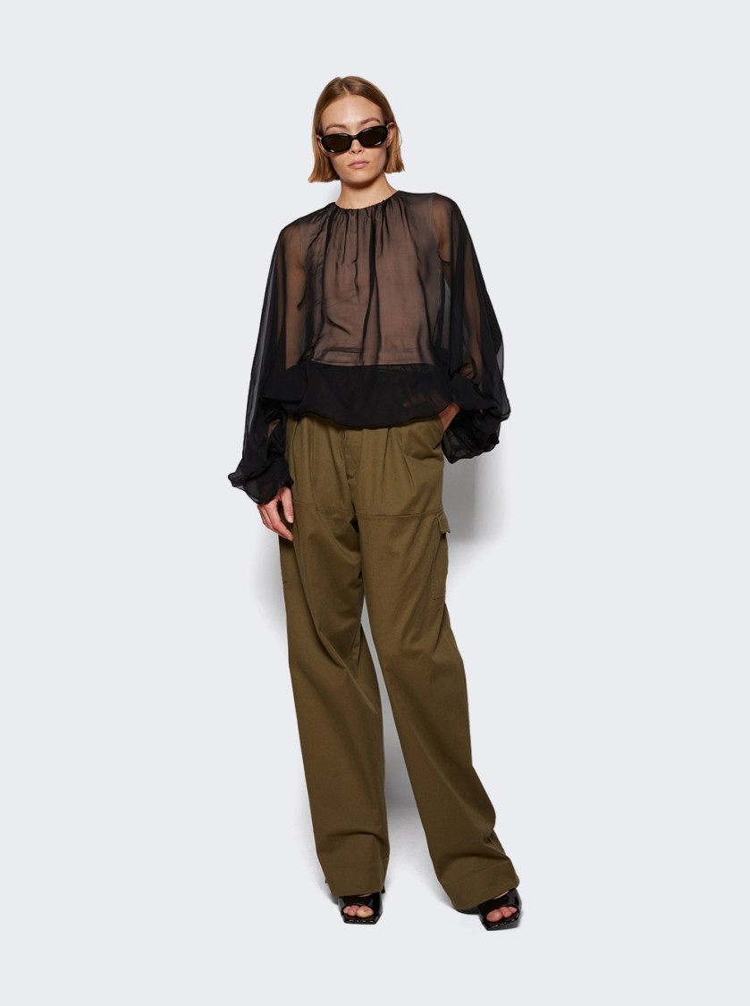 Shop Valentino Sheer Chiffon Top With Billowy Sleeves