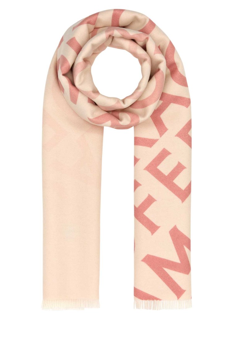Ferragamo Embroidered Reversible Wool Blend Scarf In Neutral
