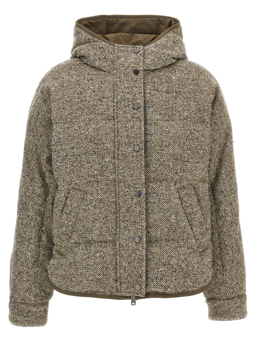 Brunello Cucinelli Reversible Down Jacket Puffer Jackets Multicolor In Brown