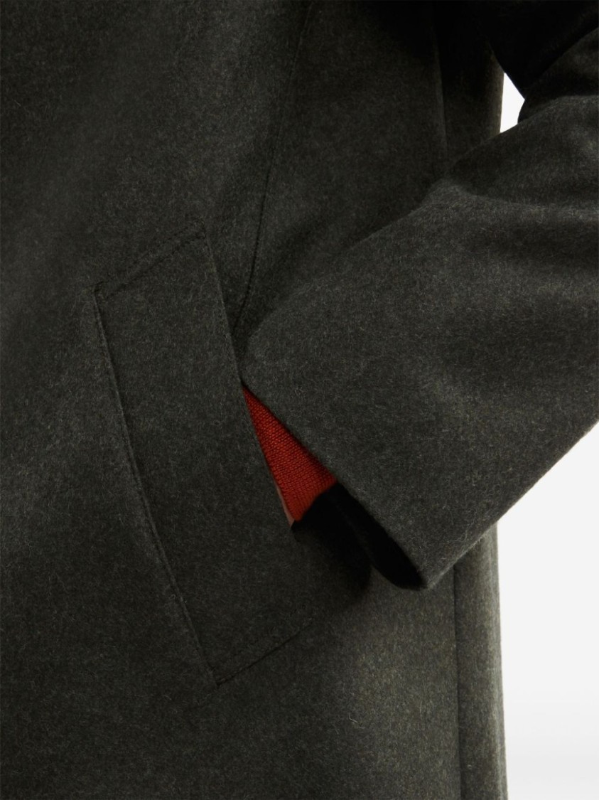 Fay Straight Wool-cashmere Blend Coat With Side Pockets In Green
