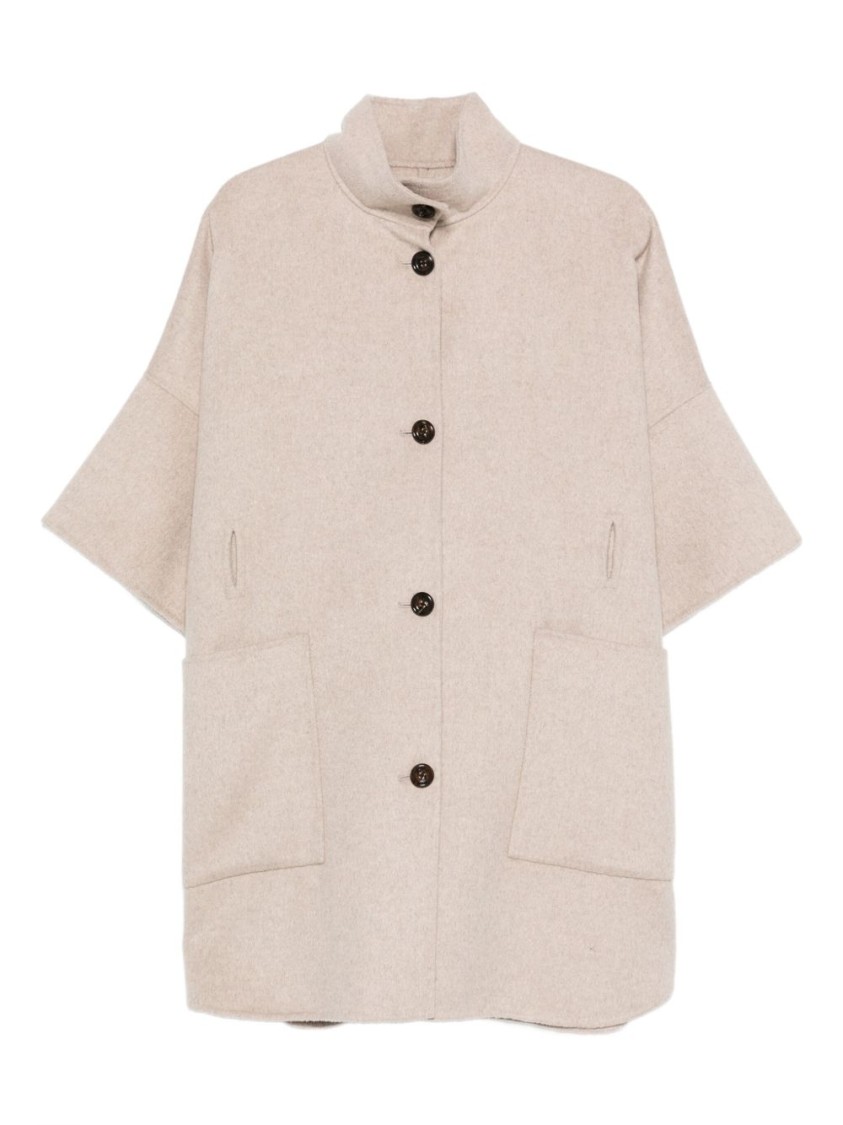 Liu •jo Liu Jo Relaxed Beige Coat With Button Fastening And Patch Pockets In Neutral
