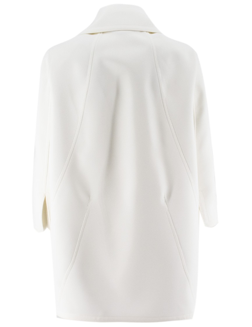 Ermanno Scervino Double-breasted Off-white Coat With Logo Buttons In White