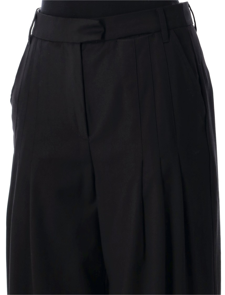 Remain Birger Christensen Wide Leg Pleated Suiting Pant With Back Pockets In Black