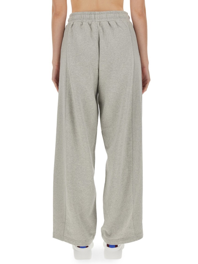 Stella Mccartney Wide Leg Cotton Jogging Pants With Subtle Logo In Grey
