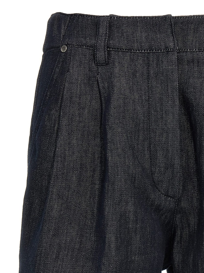 Brunello Cucinelli Cotton Denim Shorts With Monile Detailing In Blue