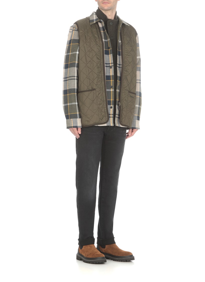 Barbour Sweater High Neck Elbow Patches In Green