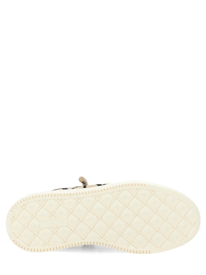 Valentino Garavani One Stud Xl Low-top Trainer In Nappa Leather And Toile Iconographe Fabric