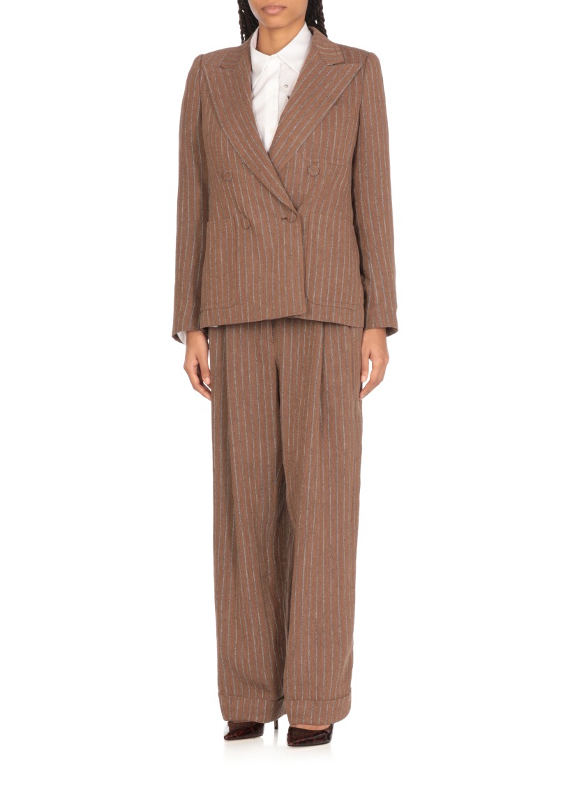 Shop Dries Van Noten Linen Double-breasted Blazer