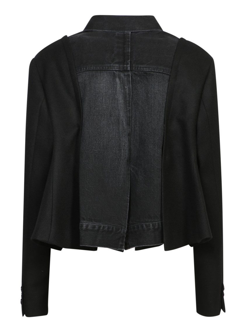 Shop Sacai Short Denim Jacket In Black