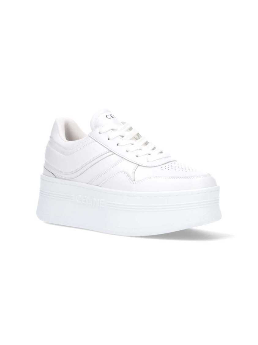 Celine Céline Platform Sneakers With Perforated Upper And Logo Details In White