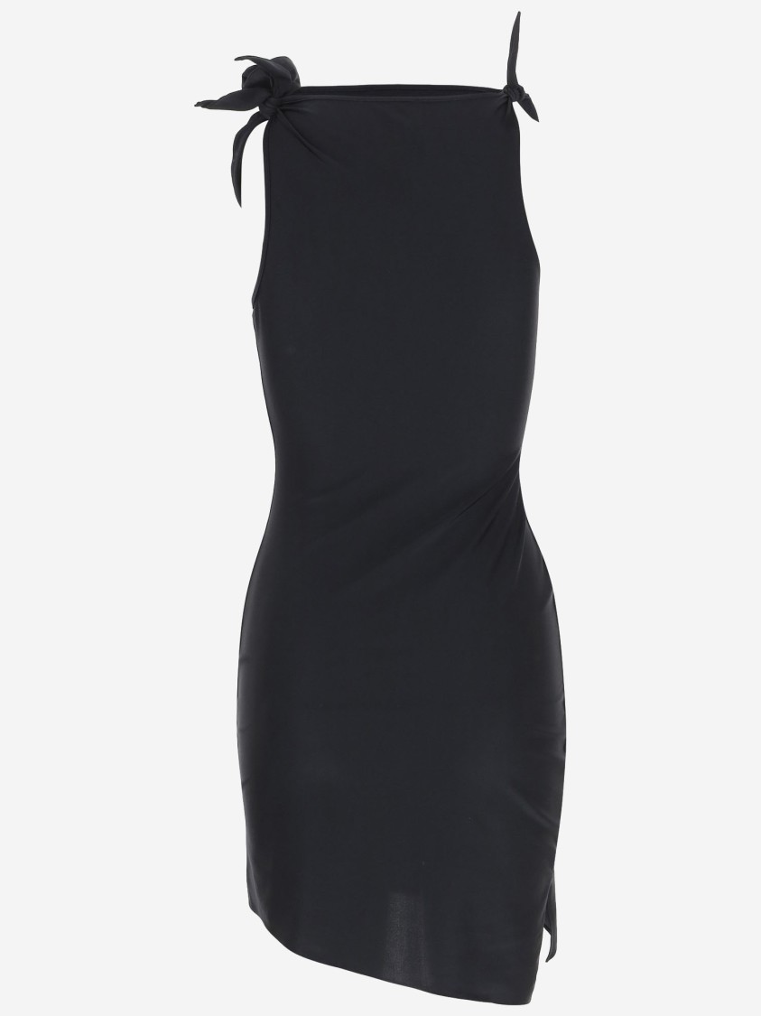 Coperni Asymmetric Maxi Dress With Decorative Details In Black