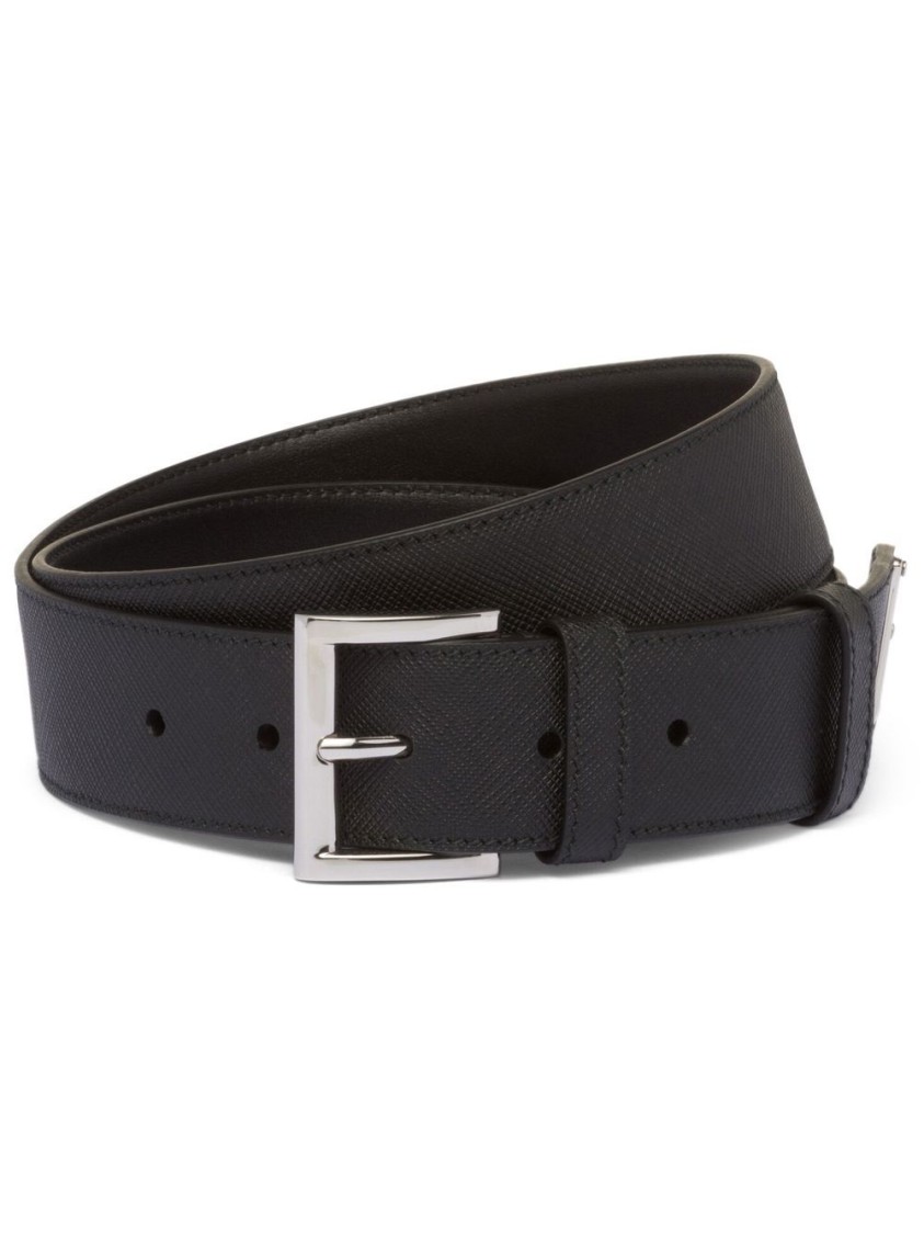 Prada Polished Black Belt With Adjustable Sizing