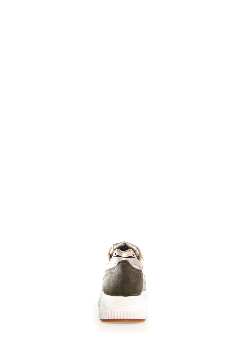 VOILE BLANCHE VOILE BLANCHE LUXURIOUS LEATHER AND SUEDE SNEAKERS WITH GOLD ACCENTS AND COMFORTABLE EVA SOLE