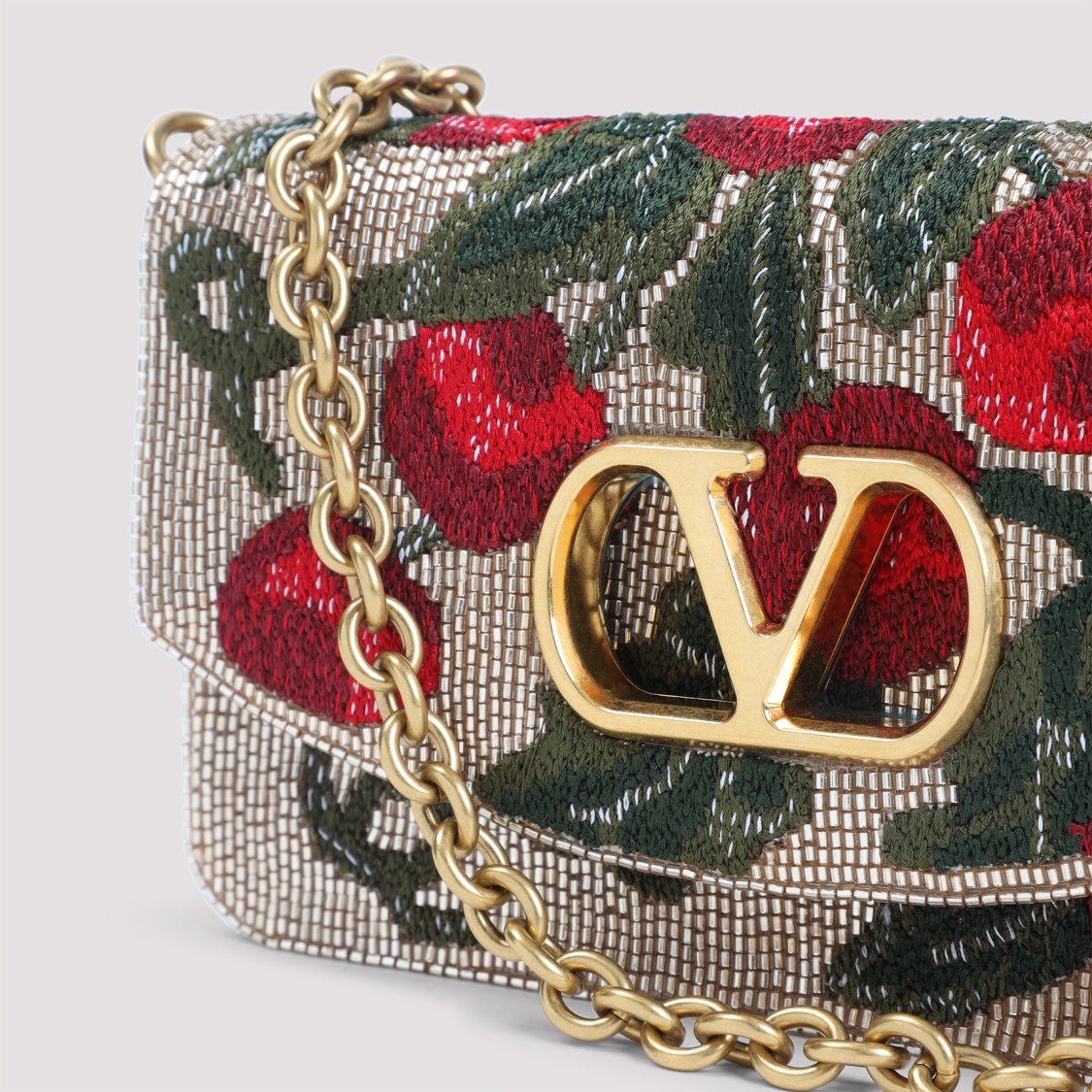 Valentino Garavani Multicolor Leather Clutch With Beadwork And Vlogo In Multi