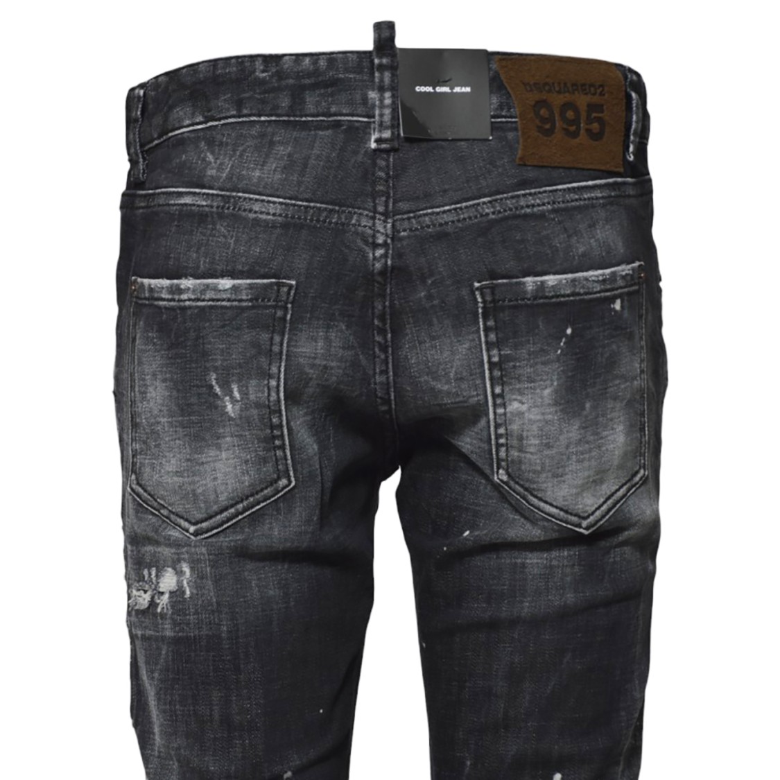 Dsquared2 Slim-fit Black Denim Jeans With Distressed Finish