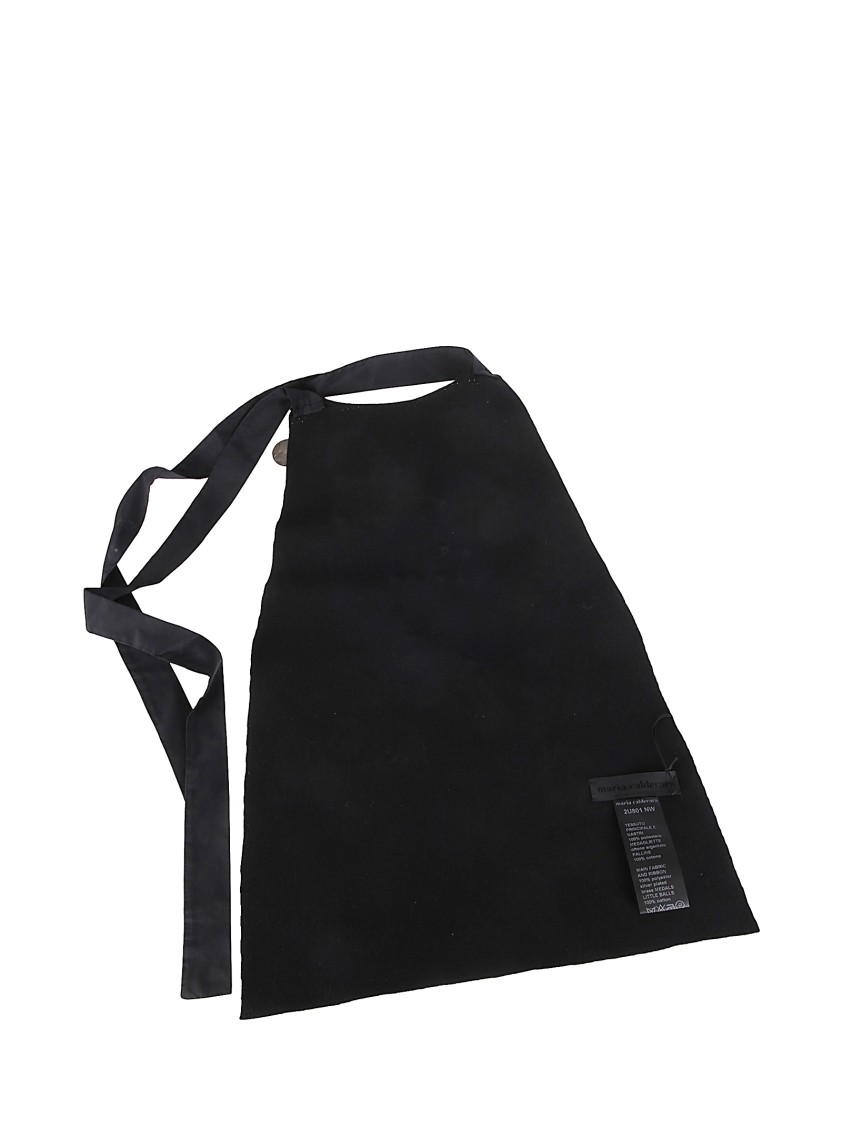 Maria Calderara Black Wool Bib With Neck Strap In Black