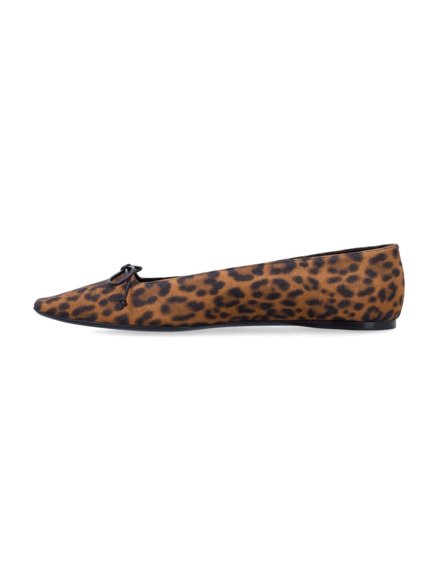 Saint Laurent Leopard Print Slip On Ballet Flats In Brown