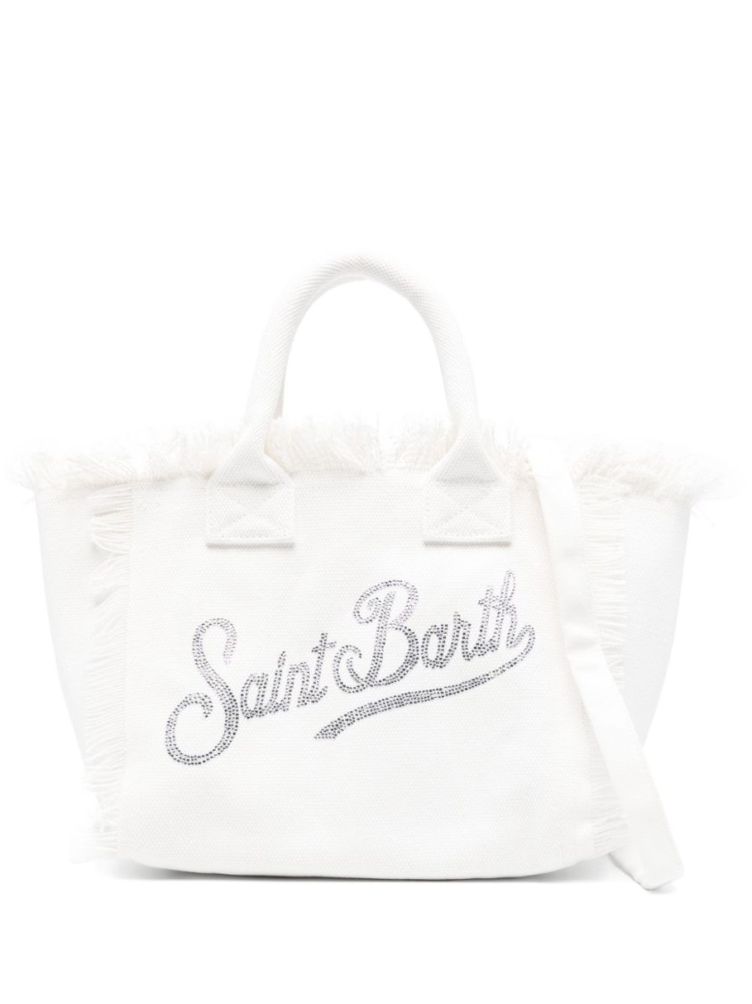 Mc2 Saint Barth Textured Cotton Handbag With Sparkling Logo