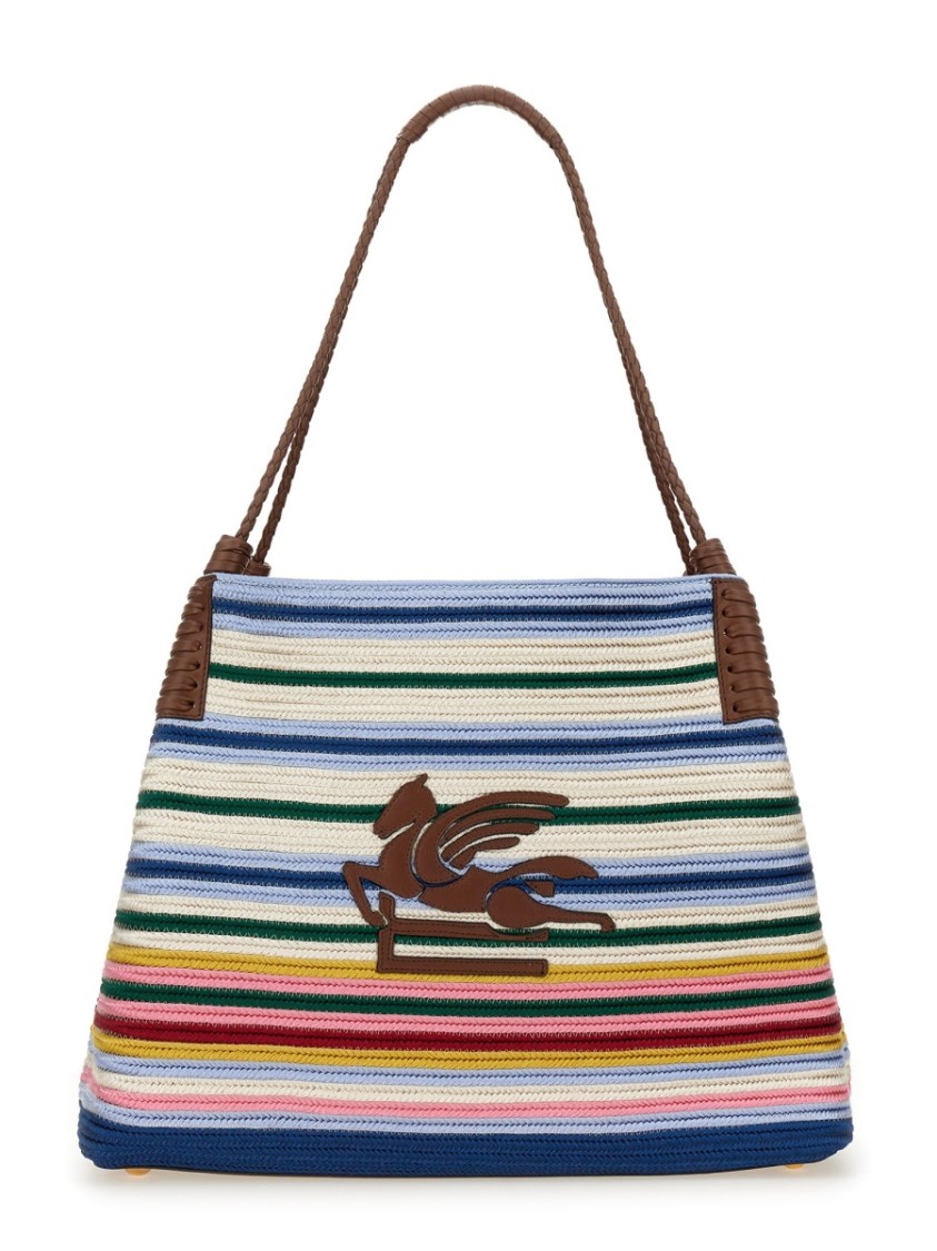 Etro 'libra' Multicolor Shoulder Bag With Maxi Logo On The Front