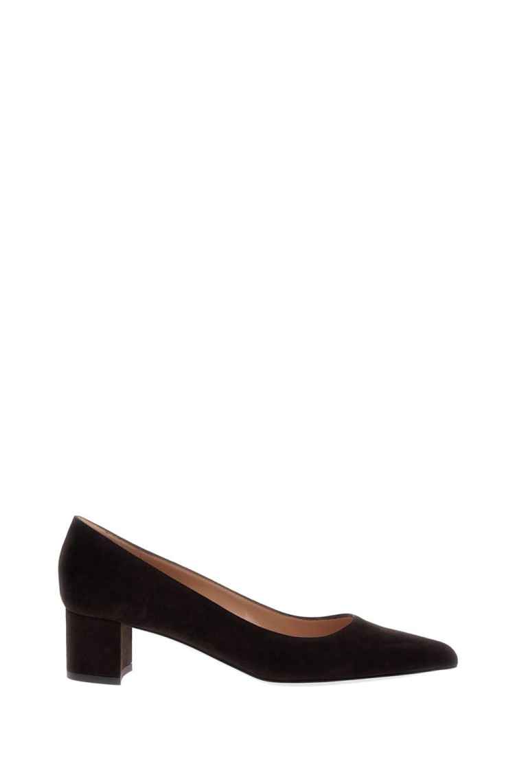 Gianvito Rossi Decollette Piper Pump In Soft Suede With Pointed Toe In Black