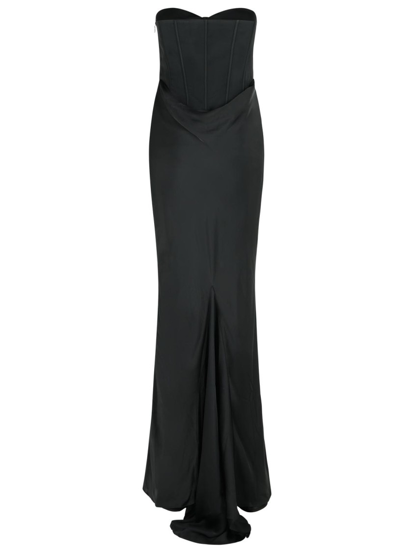 Rotate Birger Christensen Rotate Strapless Black Evening Dress With Fitted Bodice And Flowing Skirt In Black
