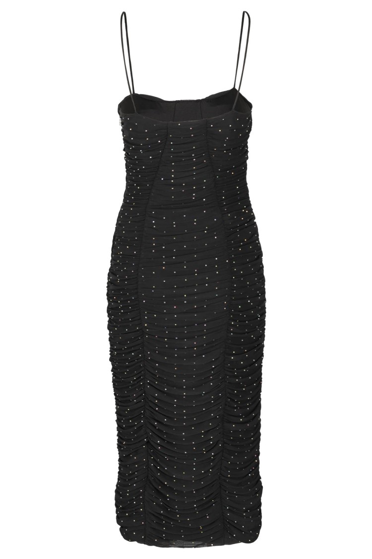 Rotate Birger Christensen Crystal-embellished Tulle Midi Dress In Black