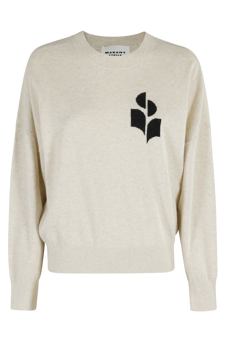 Isabel Marant Étoile Light Grey Relaxed Fit Sweater With Logo Detail In Neutral