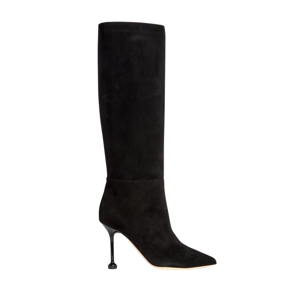 Ninalilou Elegant Black Suede Ankle Boots With Chic Button Detail In Black