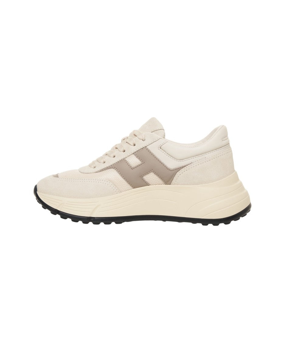 Hogan Beige Sneakers With Padded Ankle And Logo Accents