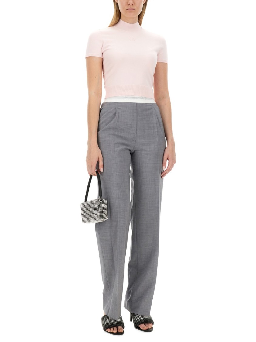 Alexander Wang T T By Alexander Wang Slim Fit T-shirt With High Neckline In Pink