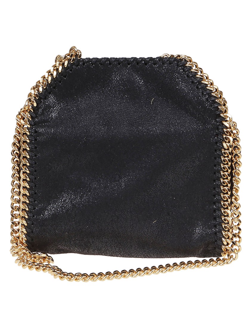 Stella Mccartney Tiny Tote Falabella With Silver Chain In Black
