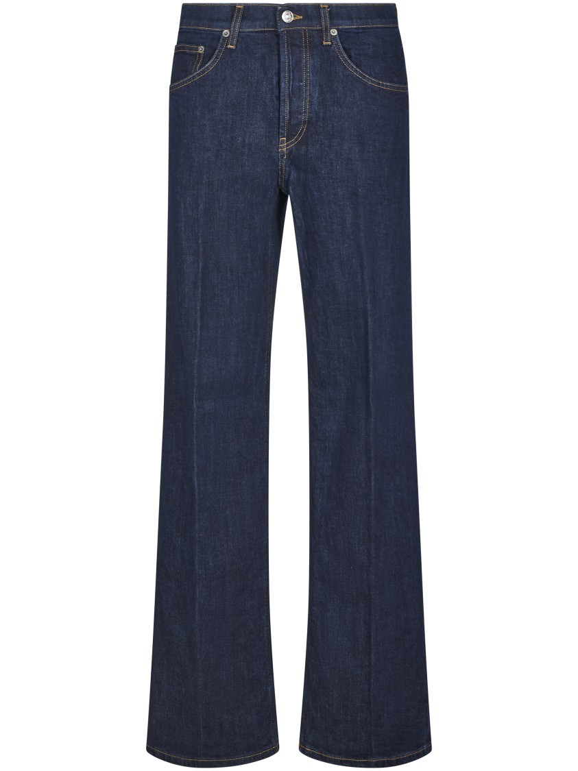 Dondup Wide-leg Denim Trousers With Unique Zippered Pockets In Blue