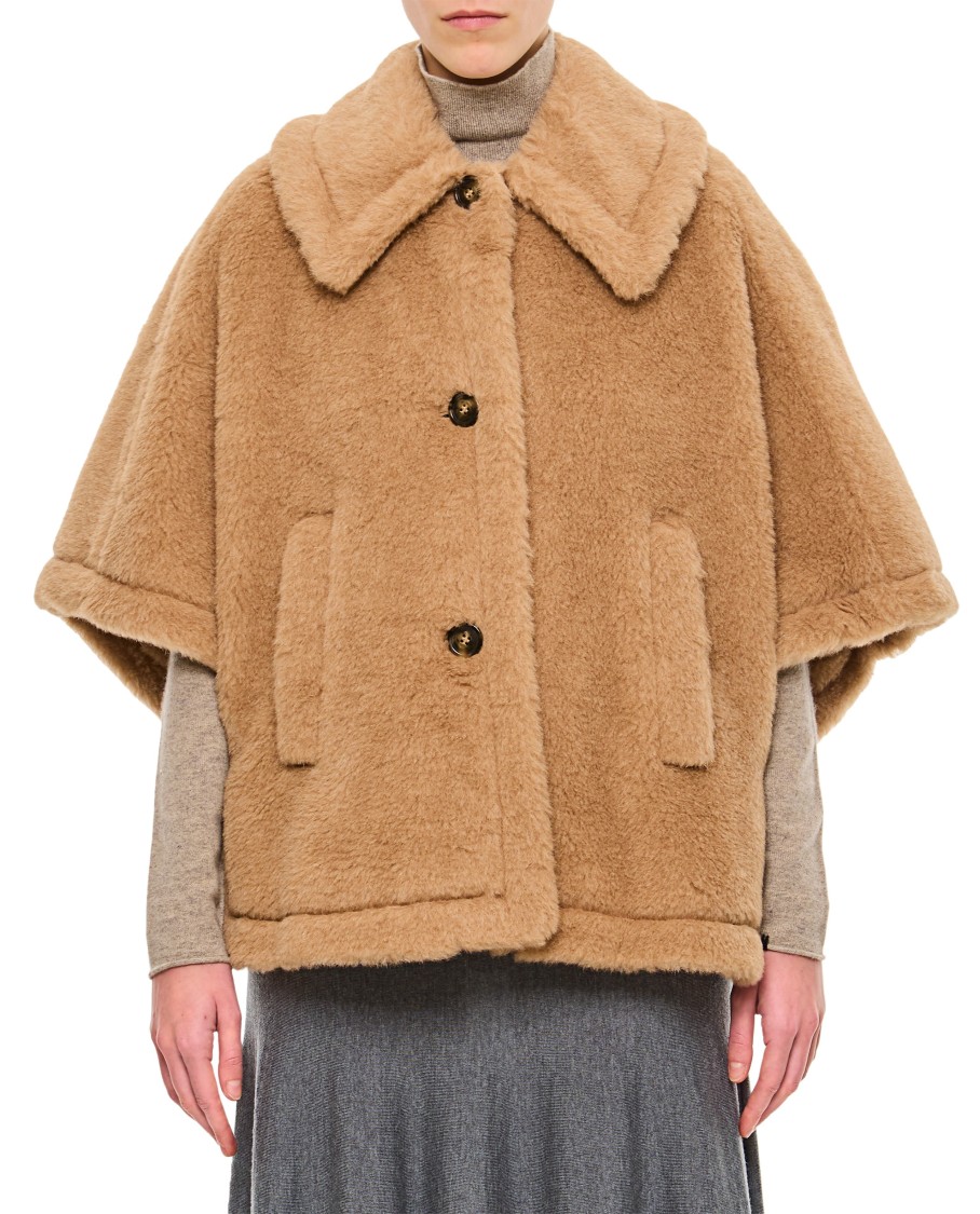 Shop Max Mara Tenebre4 Teddy Cape In Brown