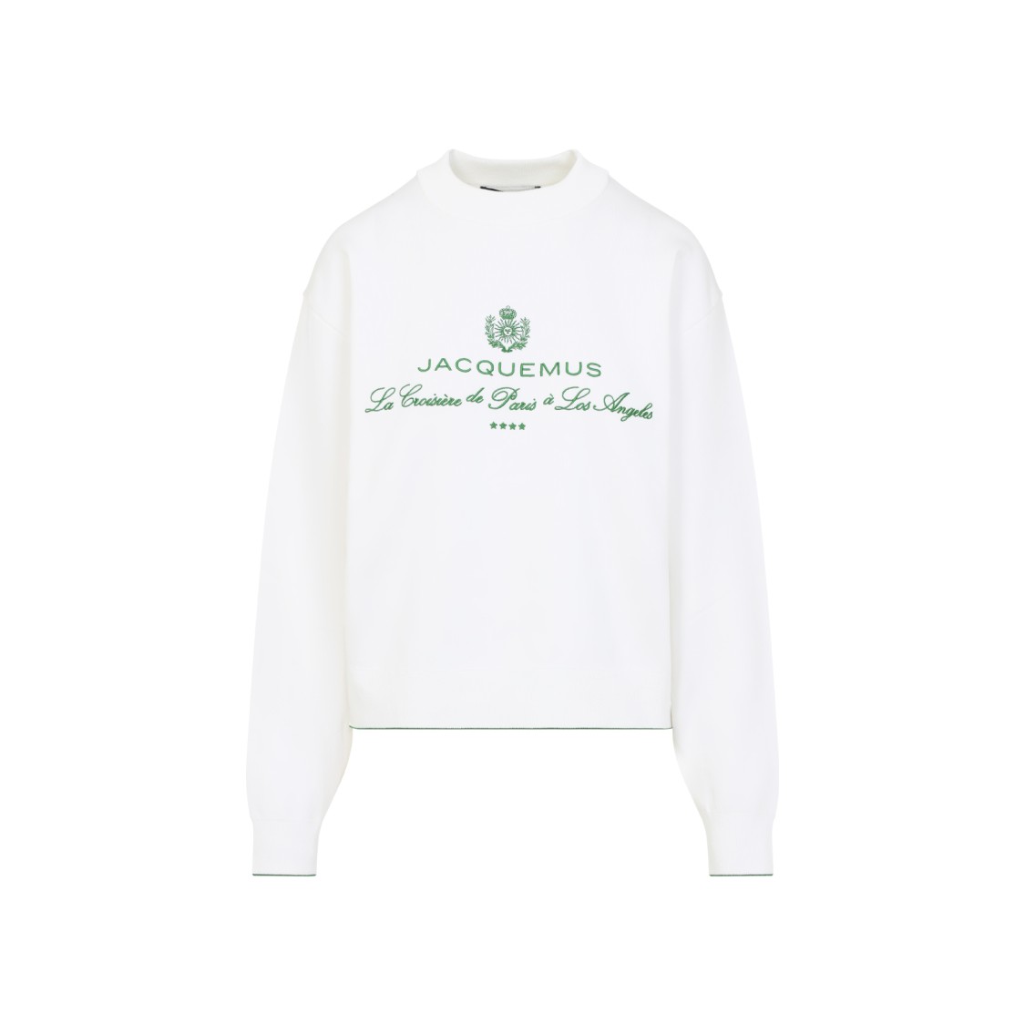 Jacquemus Womens Hotel Address White The Venice Embroidered-text Woven-knitted Top In White