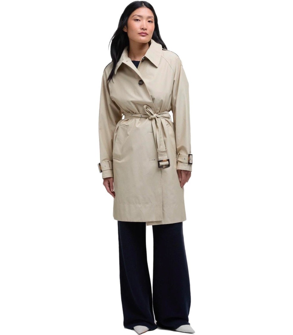 Barbour Maia Light Sand Trenchcoat In White
