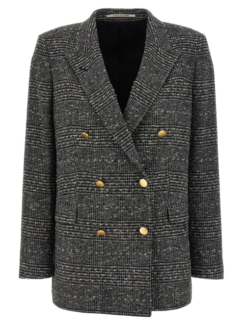 Tagliatore Jasmine Check-patterned Double-breasted Blazer In Black
