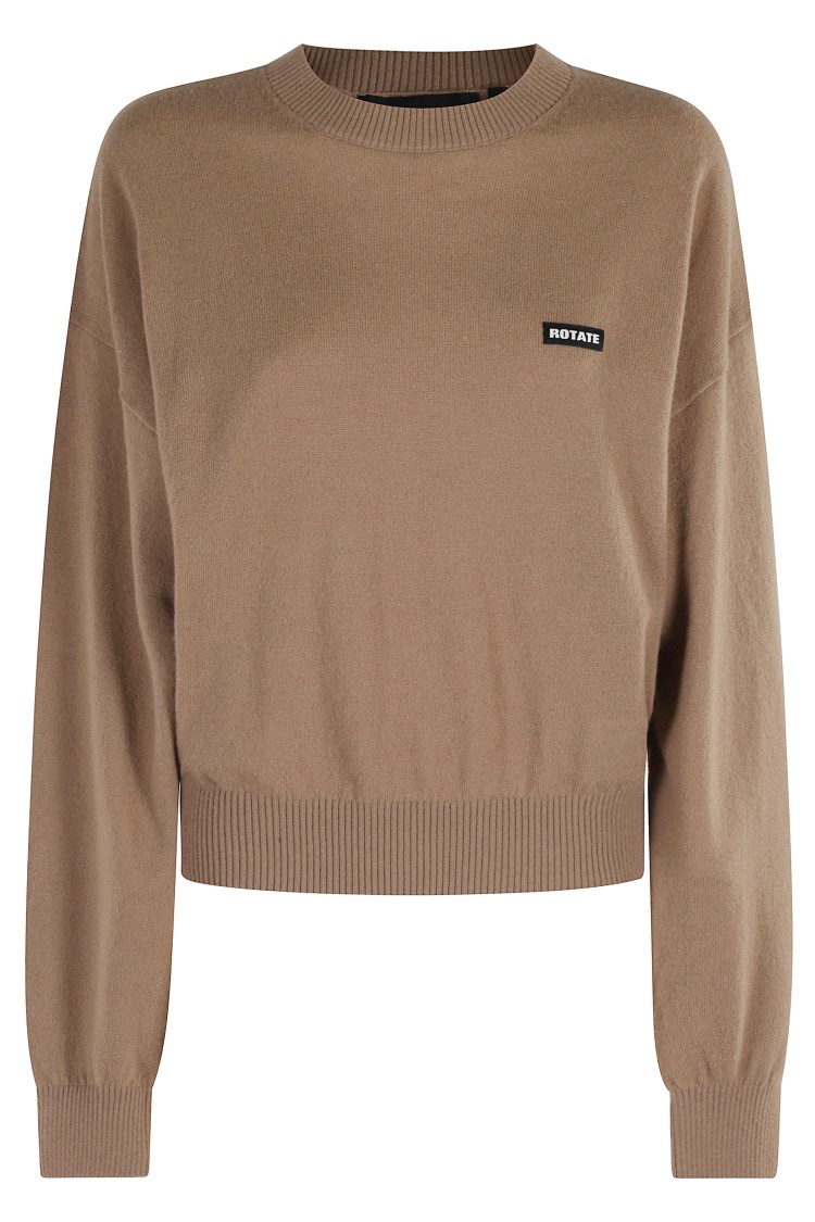 Rotate Birger Christensen Rotate Basic Crewneck Sweater In Brown