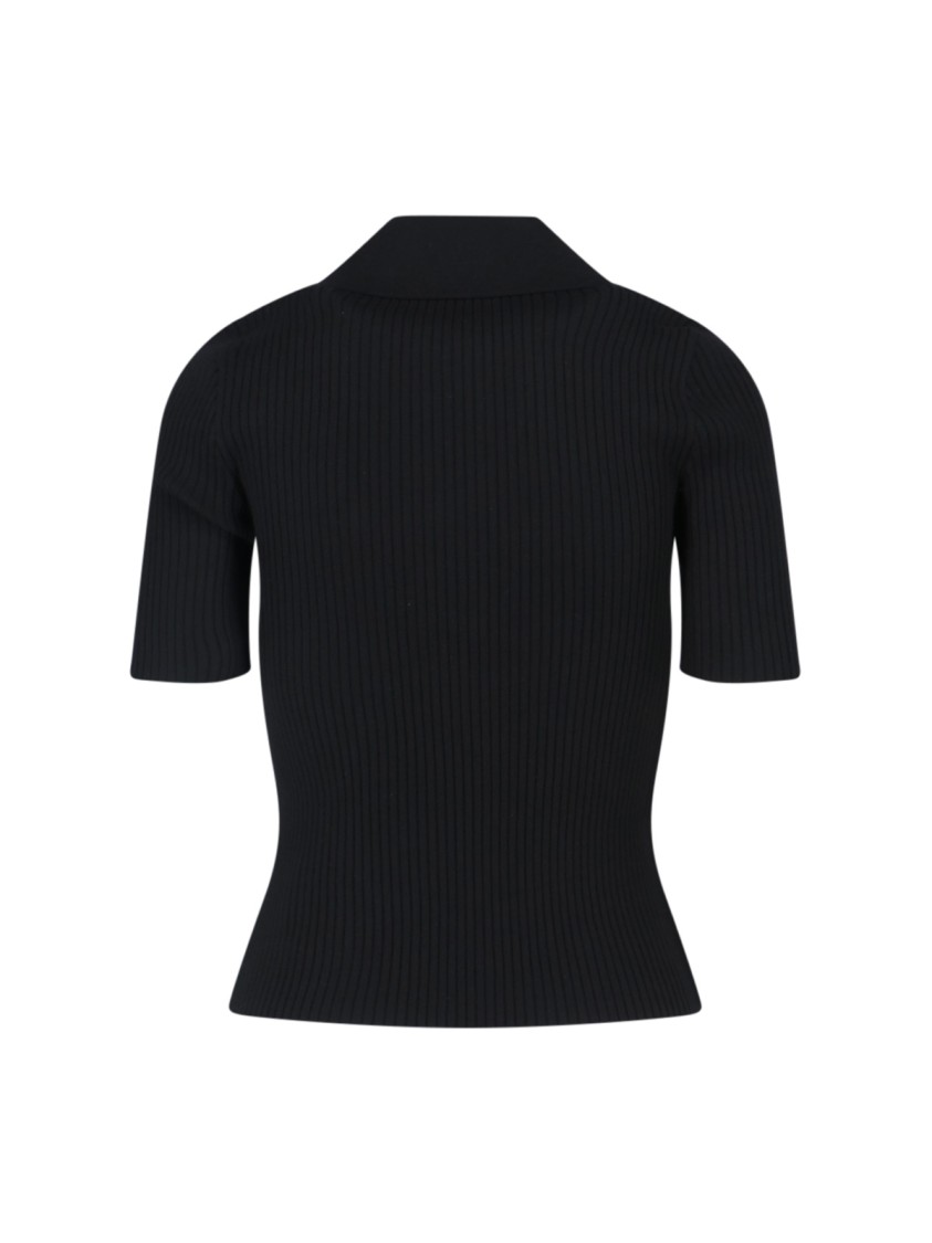 Shop Courrèges Knit Polo Shirt – Black