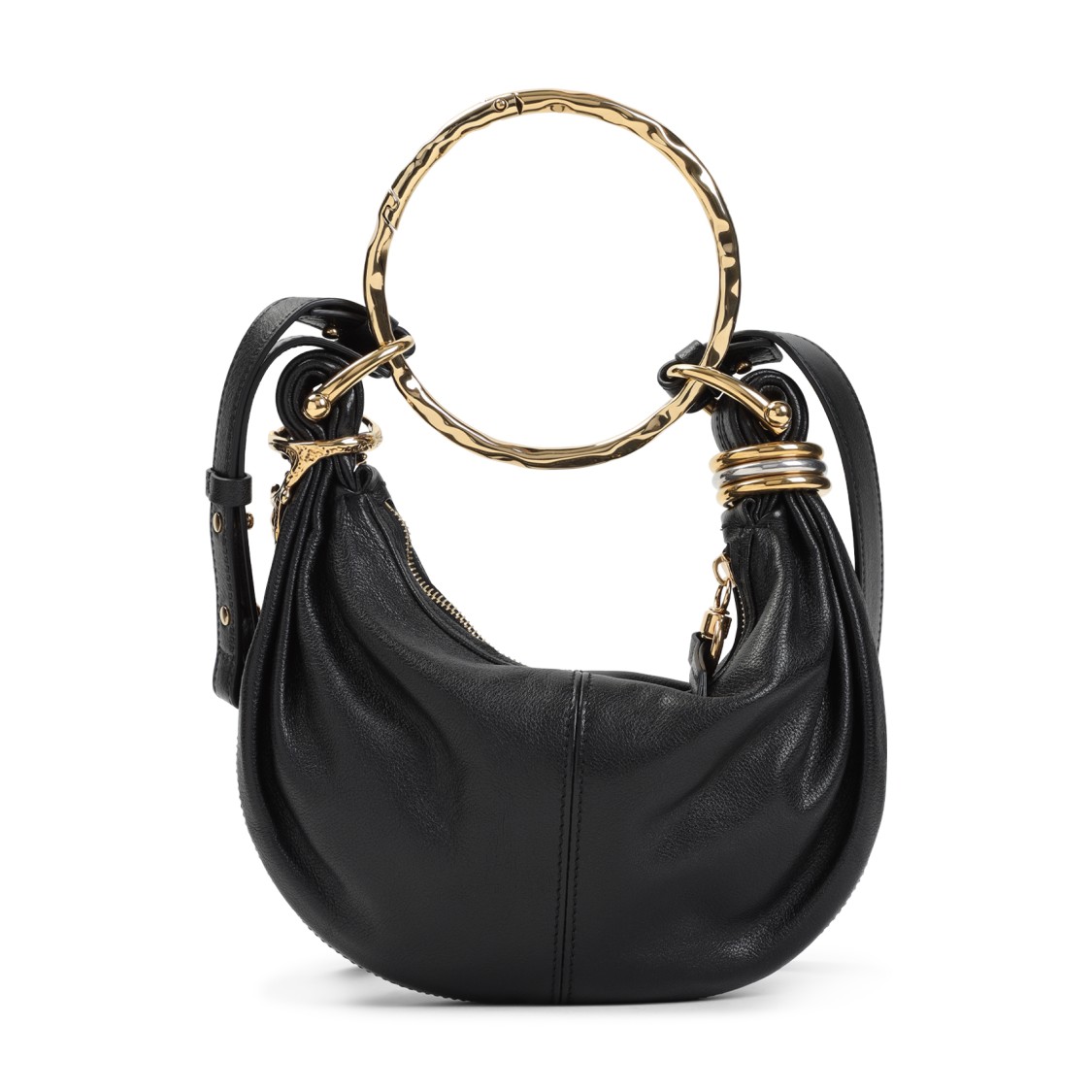 Chloé Mini Bracelet Black Buffalo Leather Handbag In Black