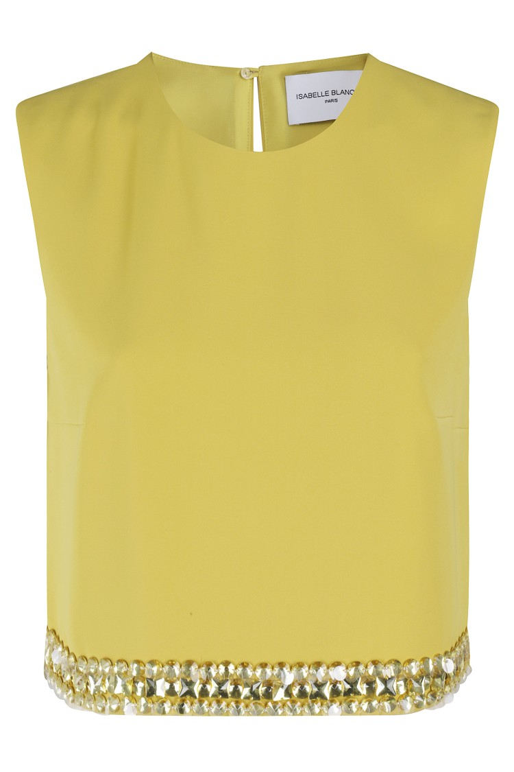 Isabelle Blanche Cady Top With Decorative Sequins
