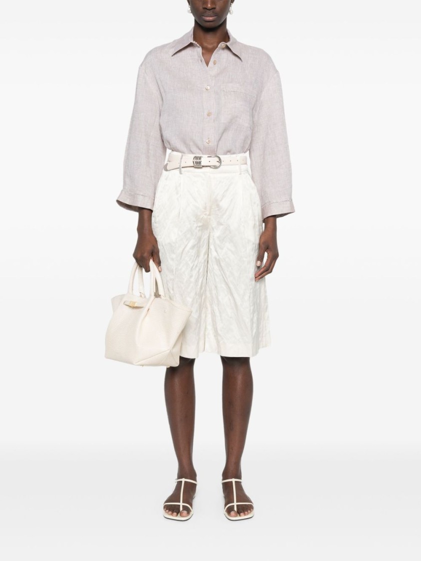 Peserico Beige Linen Shirt With Classic Collar