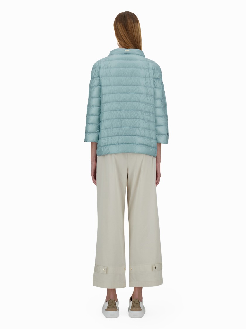 Herno Three-quarter Sleeves Light Blue Down Jacket In Green