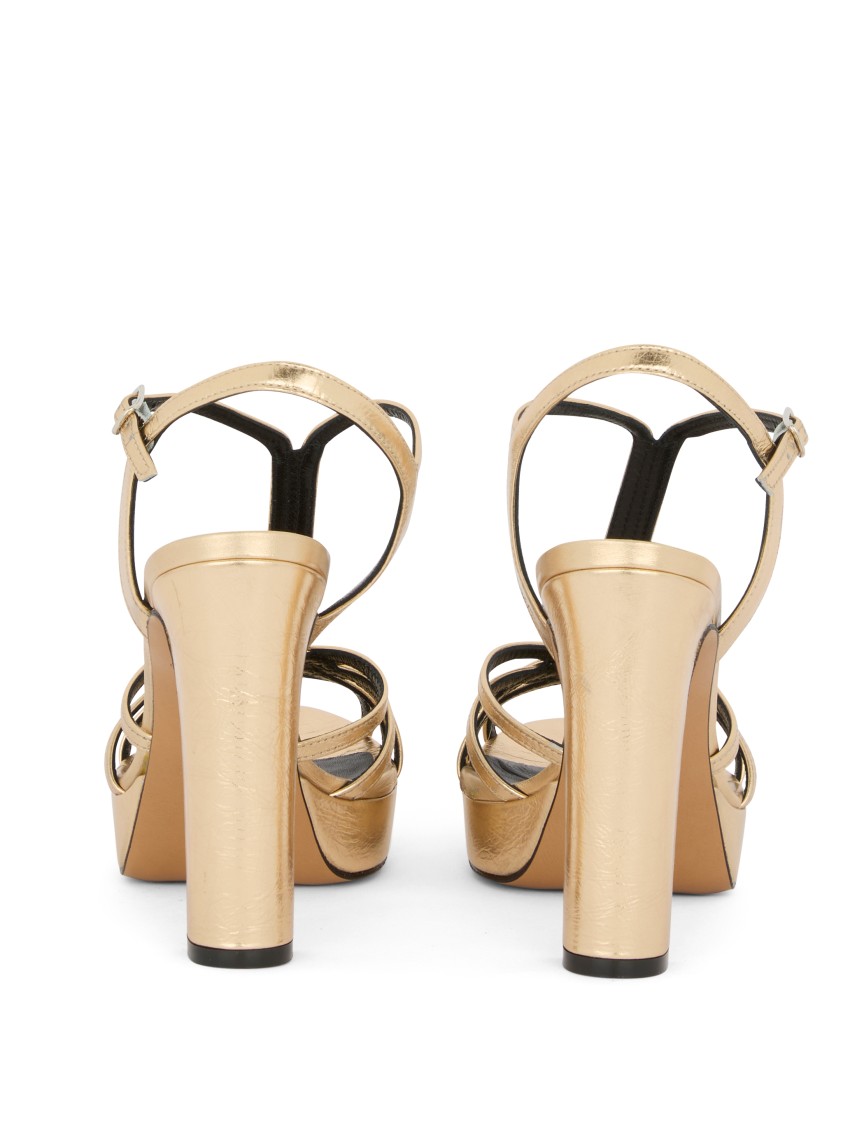 Guglielmo Rotta Gold-tone Calf Leather Heel Sandals