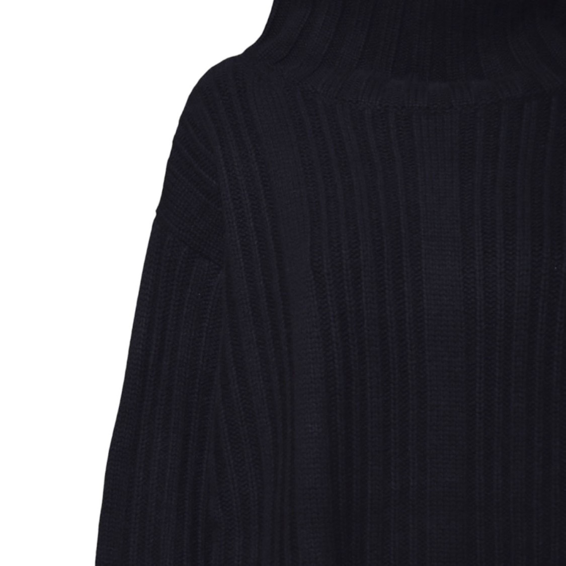Max Mara Vitalba Turtleneck Sweater In Black Wool And Cashmere In Black