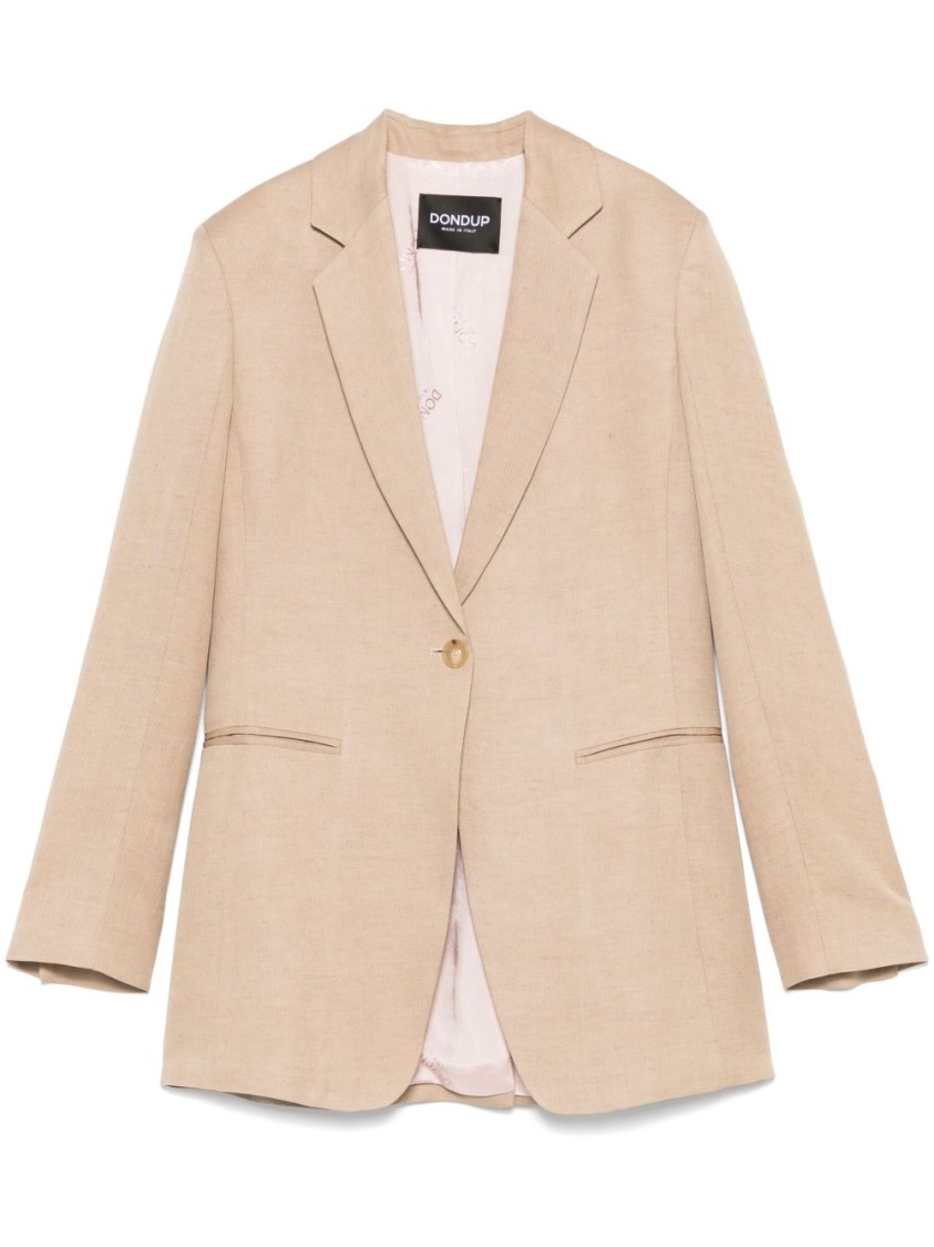 Shop Dondup Tailored Beige Blazer With Notched Lapels In Neutrals