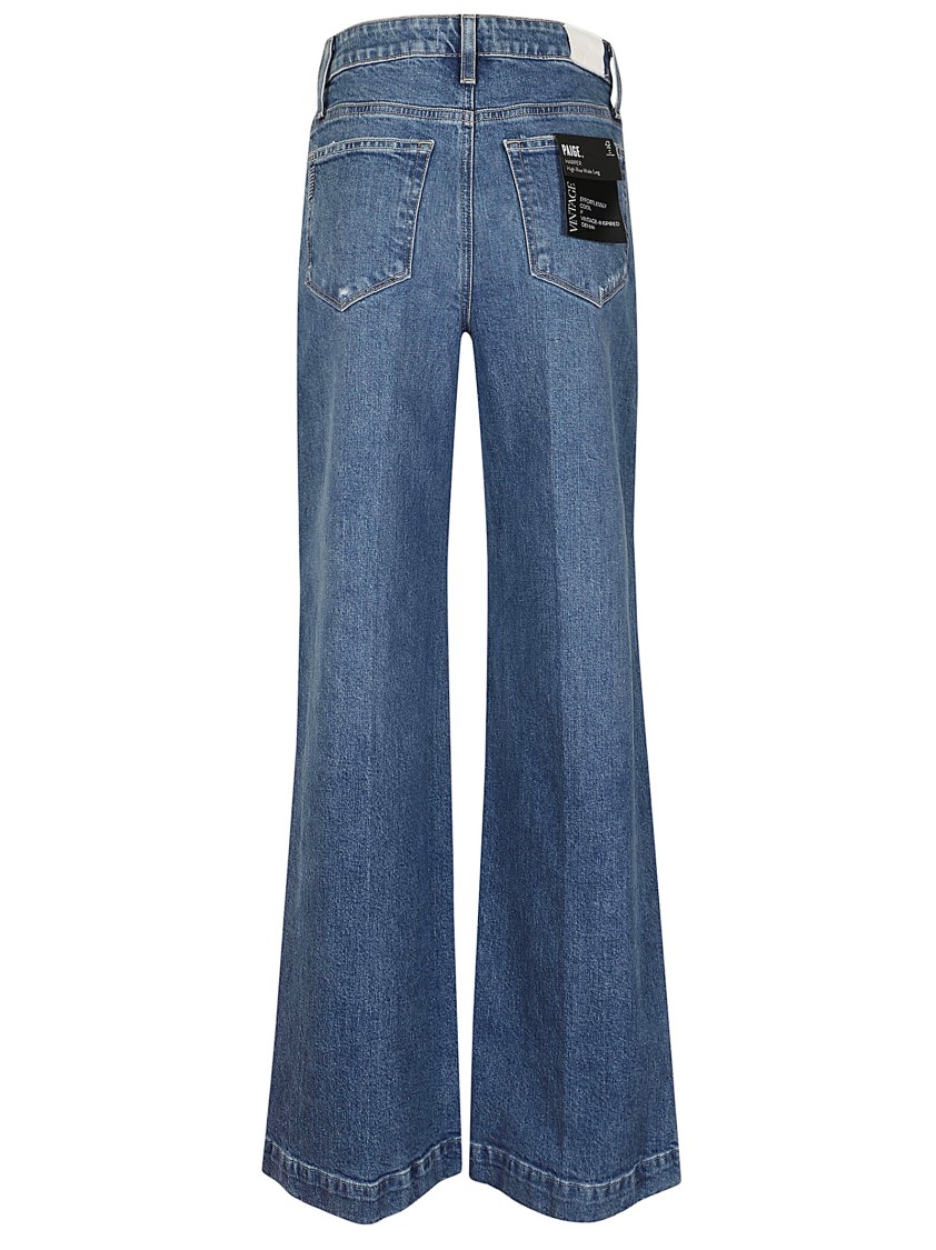 Paige Wide-leg High Waist Denim Jeans With Subtle Fading In Blue
